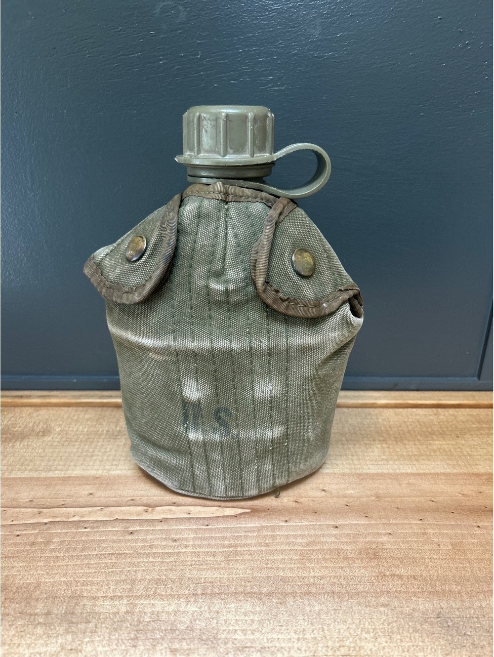 Vintage 1958 U.S. Military Canvas Army Canteen with Cover & Metal Clips